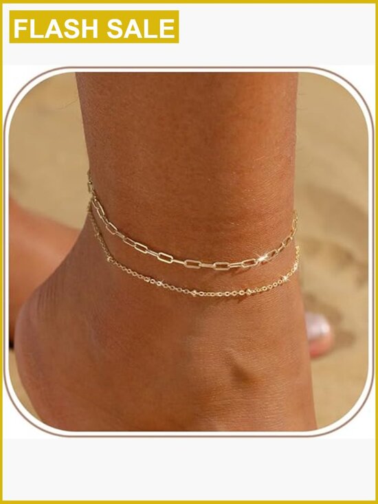 Jewelry - Waterproof Layered Anklet Set Adjustable Chain Non-Tarnish Summer Beach Jewelry